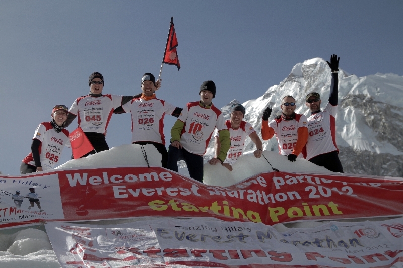Everest Marathon | Race Day, just before the start at 5364m Everest Marathon 2012 with Team Running Adventure
